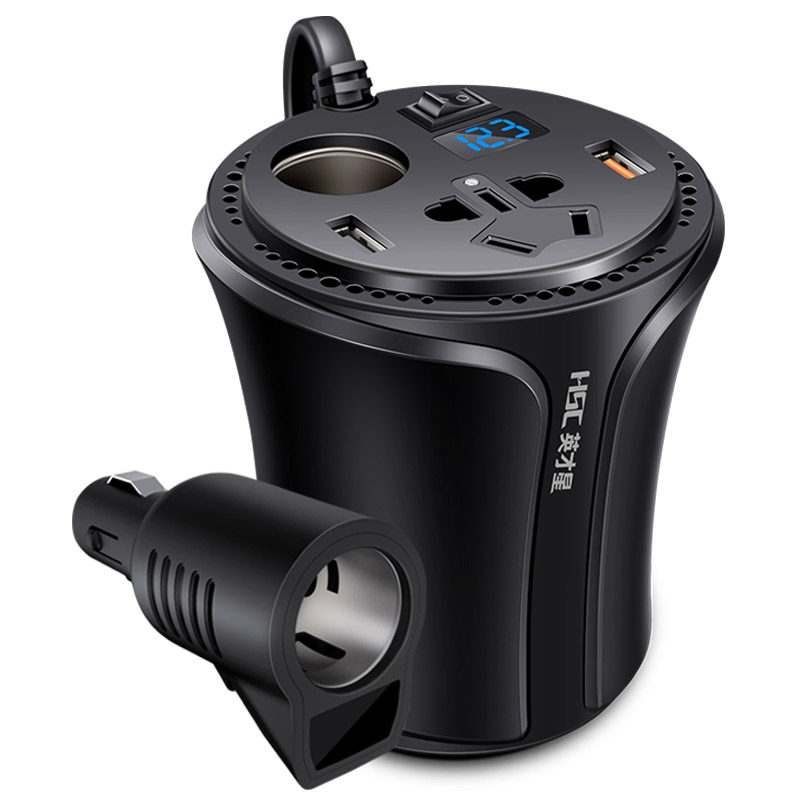 英才星车载充电器快充点烟器转换器12v转220v汽车用电源插座