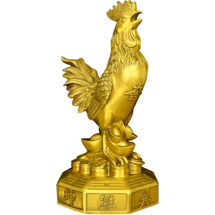 铜鸡摆件家居装饰物吉祥物黄铜公鸡房屋正西补缺角八卦大金鸡