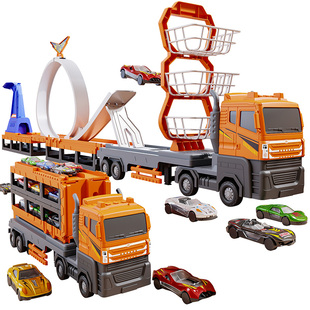 变形弹射轨道车玩具大卡车投篮赛车儿童汽车男孩过山车大号玩具车