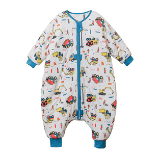 呼西贝睡袋宝宝秋冬新款 男宝挖土机图案睡衣 贝芙棉大码防踢被子