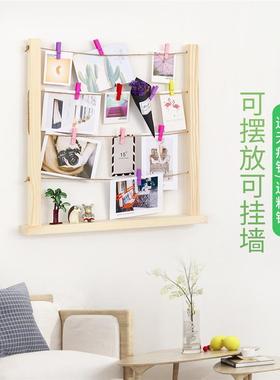 创意INS桌面照片装饰品摆件少女房间宿舍卧室墙面麻绳挂件布置