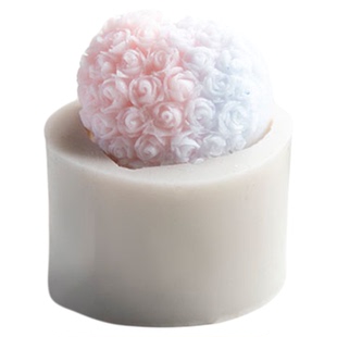 爱皂坊单孔精美玫瑰花球/爱心款/蝴蝶结花朵款食品级硅胶模具材质