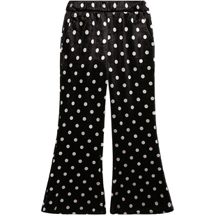 今屿花花裤子女冬季加绒2026新款设计感小众松紧腰波点喇叭裤保暖