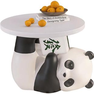 创意熊猫落地摆件卡通边几儿童房卧室小型现代床头桌柜装饰置物架
