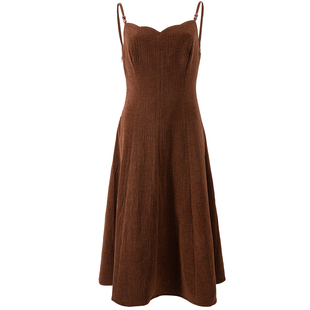 衣纱布菲卡诺 复古肌理丝绒吊带连衣裙冬季新款温柔减龄A字裙