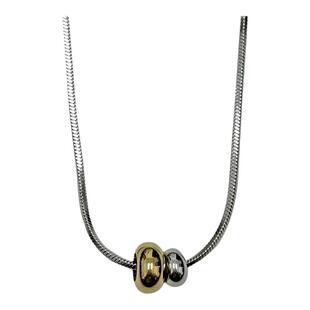 GuangYu金银拼色圆珠蛇骨链男钛钢项链简约气质锁骨链女配饰百搭