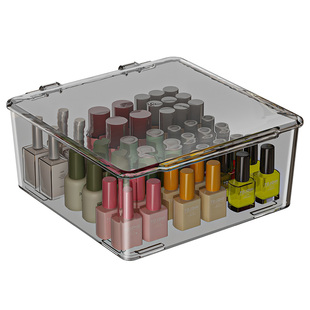 指甲油收纳盒桌面大容量带盖家用甲油胶饰品展示架多格美甲工具箱