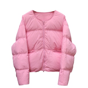 短款羽绒服女2025新款冬季韩版圆领白鸭绒面包服小个子羽绒衣外套