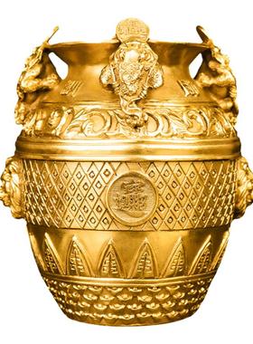金蟾聚宝盆摆件黄铜米缸铜缸钱罐
