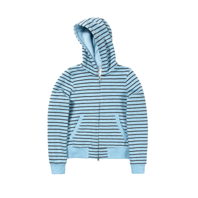 UNRETRO 美式复古条纹连帽卫衣女冬季新款加绒小版型针织开衫外套