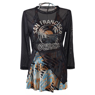 游泳衣女2026新款分体长袖防晒罩衫高级感宽松海边度假三件套泳装