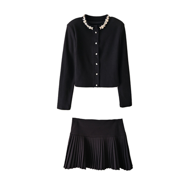 千金风miu系珍珠领小香风套装