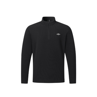 umbro茵宝官方运动新品男款徒步摇粒绒半开拉链立领卫衣长袖T恤衫