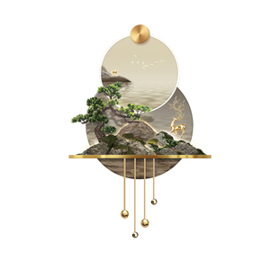 玄关发光装饰画轻奢立体浮雕过道走廊尽头led壁灯画新中式山水画