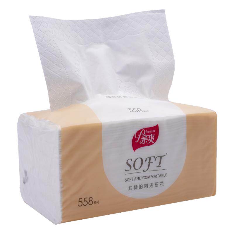 亲爽四边压花抽纸大包家用