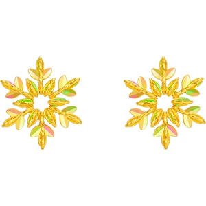 周六福5G黄金耳钉女款计价足金幻彩雪花耳饰妇女节礼物