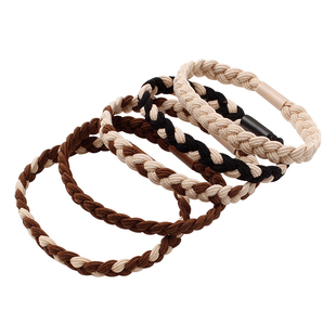 奶咖色编织头绳简约气质扎头发橡皮筋高弹力不伤发马尾发绳发圈女