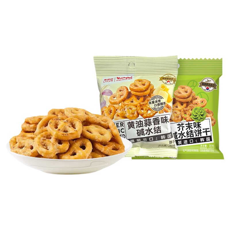 来伊份亚米黄油蒜香味碱水结30g