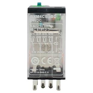 施耐德RXM4CB2BD 24VDC小型中间继电器 14脚DC24V 带灯带测试 5A