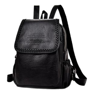 新款双肩包女士休闲时尚袋盖包包女款背包新潮韩真皮质感学生书包