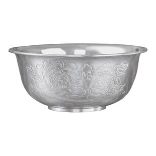 银碗999纯银三件套 家用雪花银碗食品级足银餐具碗筷勺套装送礼