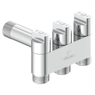 潜水艇一进三出加长角阀水龙头三通分水器阀独立开关洗衣机水龙头