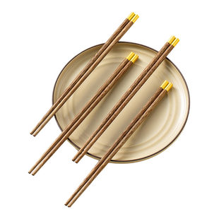 双枪筷子家用高档实木质防滑耐高温不易发霉家庭餐具精品鸡翅木筷