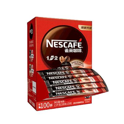 雀巢咖啡1+2原味三合一速溶咖啡粉学生提神特浓90条盒装官方正品
