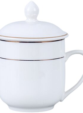 酒店宾馆陶瓷杯子带盖定制logo