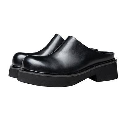 男士6cm增高厚底德比包头半拖鞋