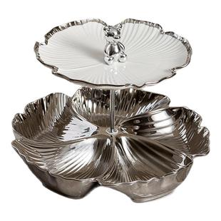 轻奢果盘客厅家用茶几多层水果盘网红果盘欧式糖果盘下午茶点心盘