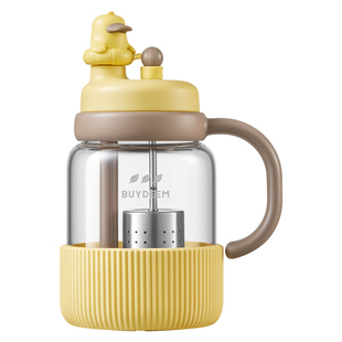 北鼎泡茶吨吨杯茶水分离杯女生桌面杯带吸管茶篮大容量玻璃杯水杯