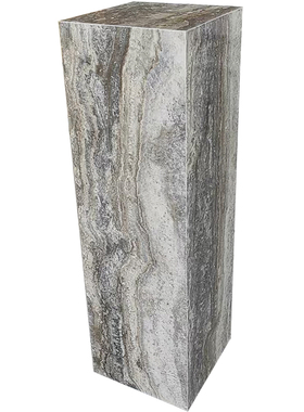 国古风灰色天然洞石立柱客厅高级感落地摆件立柱石材高端定制