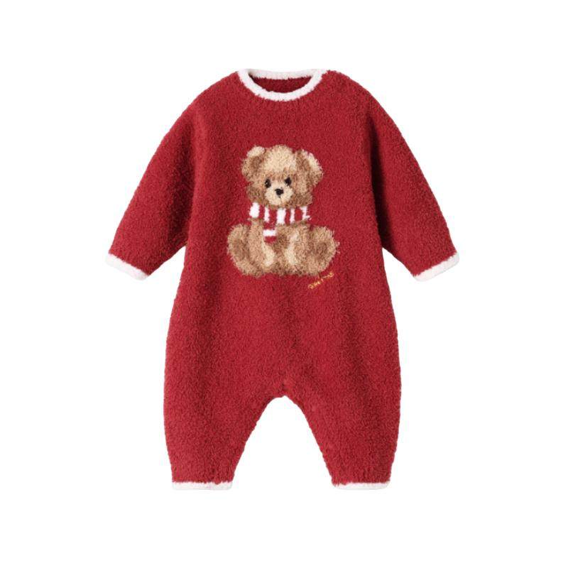 半边绒婴儿连体衣贝肽斯宝宝睡衣