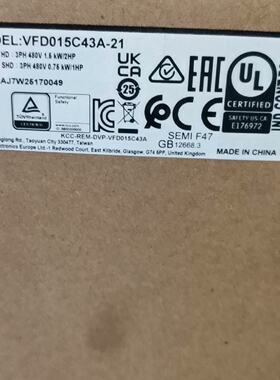 配件全新台达变频器VFD015C43A-21，3相480V，1.议价
