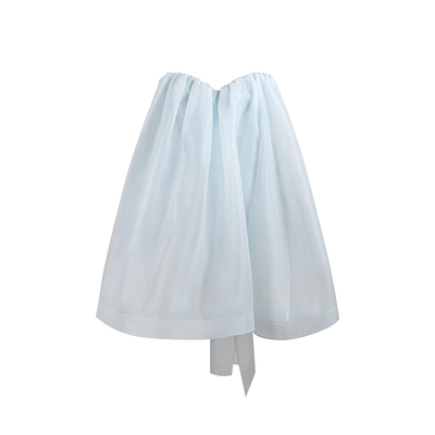 欧根纱抹胸仙女度假鱼骨礼服裙