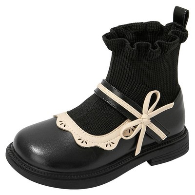 红蜻蜓女童短靴公主袜靴加绒秋冬