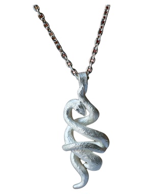原创手工纯银999灵蛇吊坠项链