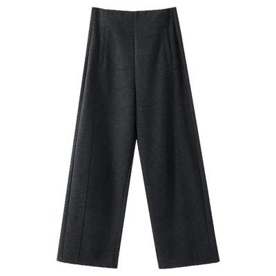 【清仓秒杀】冬季韩系气质裤子加厚流行独特时尚深灰毛呢阔腿裤女