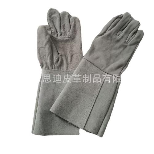 本色深色反绒鞋皮皮长烫劳保用防防护防火星焊工手套电焊无里