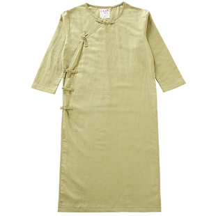 夏季棉麻短袖儿童长衫中国风改良汉服中式服装男童唐装大褂复古