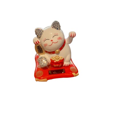 太阳能汽车载招财猫摆件自动招手