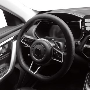 跨境四季 通用皮纹硅胶方向盘套软胶腐蚀纹汽车手把套荔枝纹助力宝