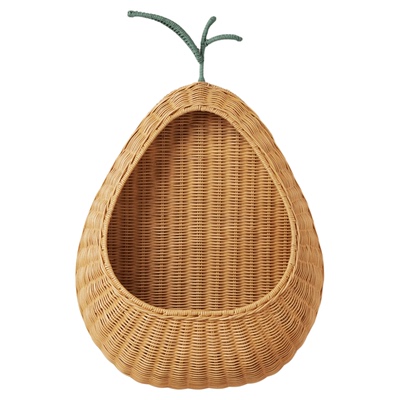 丹麦进口Ferm Living藤条编织壁挂篮北欧风挂墙收纳篮置物篮