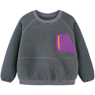 【商场同款】迷你巴拉巴拉男女童冬内搭新品保暖双面绒长袖卫衣