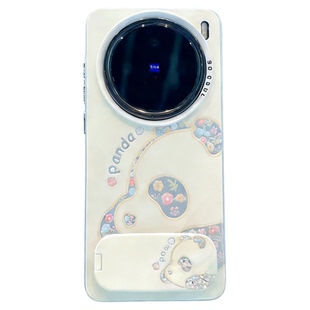 ins风碎花熊猫适用vivox200/x100pro手机壳新款高级感小众x90/x80网红爆款手机壳x300pro防摔外壳支架保护套