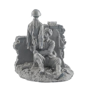 1/35人物模型二战兵人德国俄罗斯机枪手埋伏诱导士兵GK白模手办10