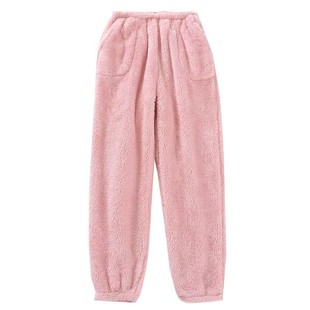 冬季特厚睡裤女珊瑚绒加厚长绒裤子休闲家居女士保暖裤法兰绒长裤