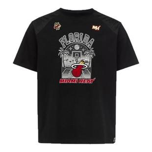25夏季新品 NBA ATELIER男士热火队印花黑色宽松短袖T恤男