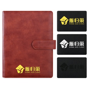 仿牛皮笔记本活页本A5搭扣日记本子替换内芯商务高档皮面笔记本本子办公会议B5简约记事记录本企业可定制logo